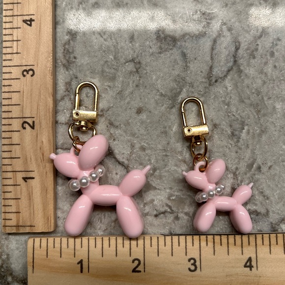 Mommy & Me Balloon Dog with Pearl Necklace Charm / Zipper Pull - NWT - Picture 2 of 3